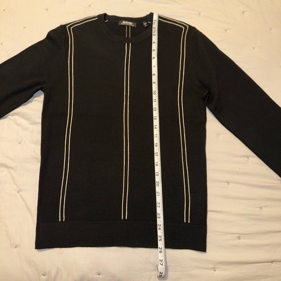 Murano Black Crewneck Sweater with White Stripes - Picture 4 of 7